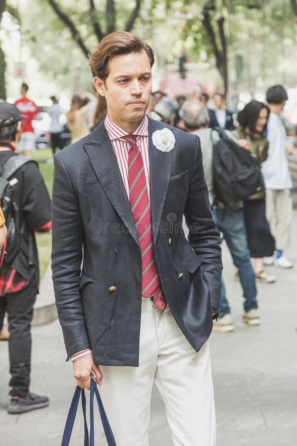 Fashionable Man Posing during Milan Men`s Fashion Week Editorial Photo ...