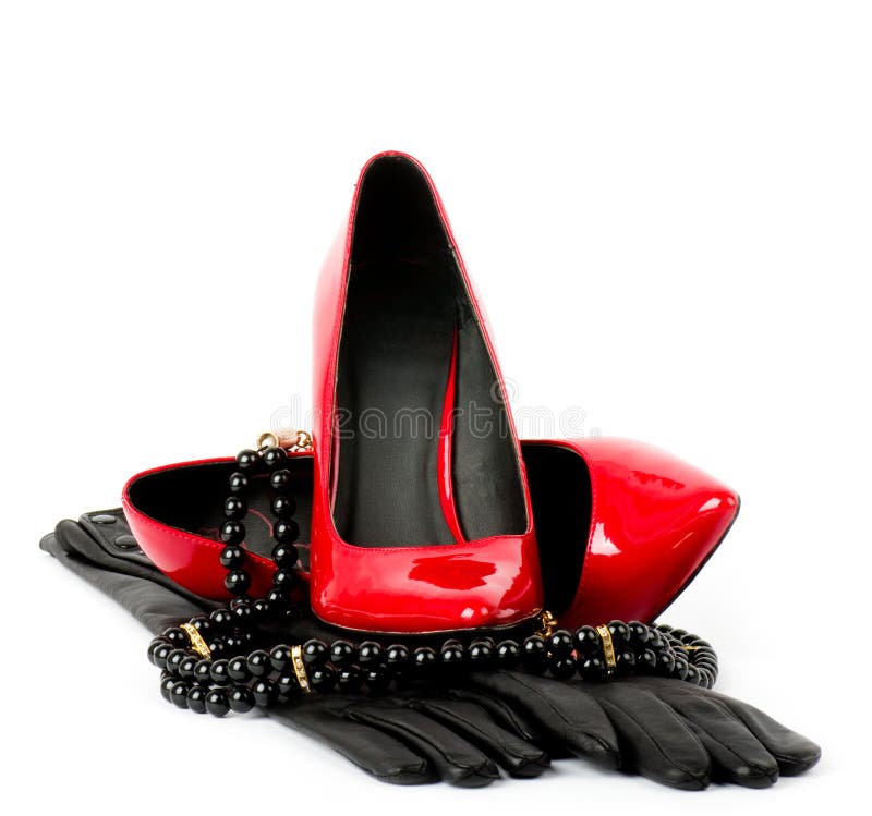 Fashionable Shoes, Beads And Gloves Stock Image Image of care