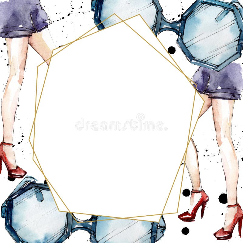 Clothes Accessories Set Trendy Vogue Outfit Watercolor Background  Illustration Set Frame Border Ornament Square Stock Illustration - Download  Image Now - iStock