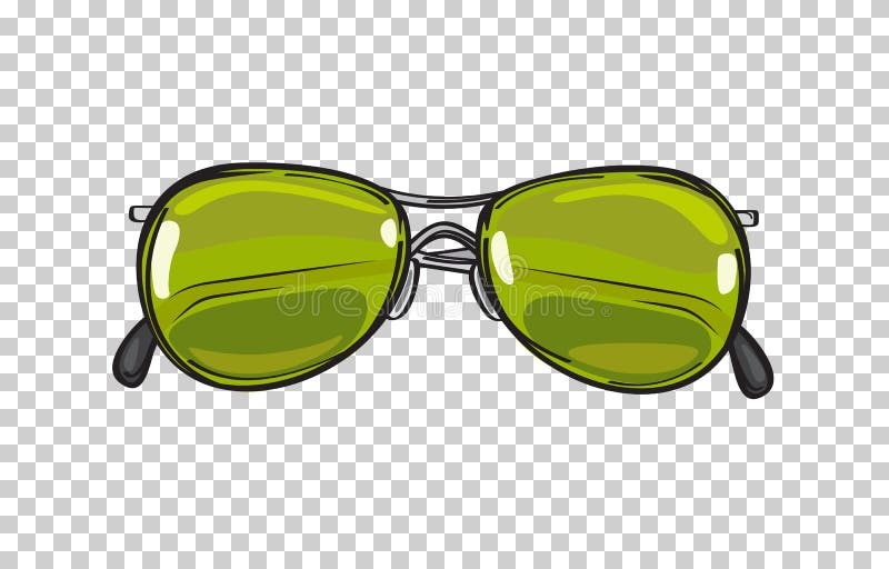 Fashionable Green Sunglasses Isolated Illustration