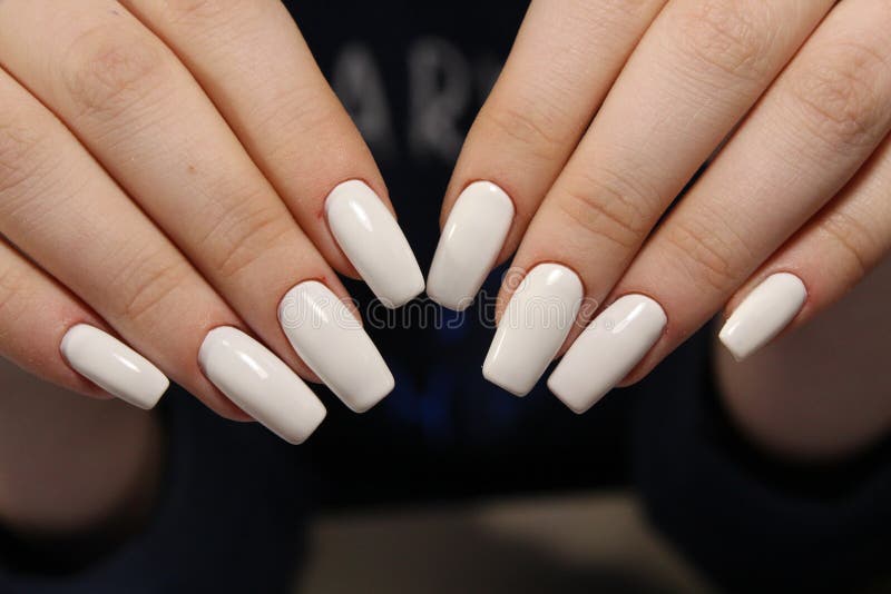 Fashionable white manicure stock image. Image of glamour - 110479607