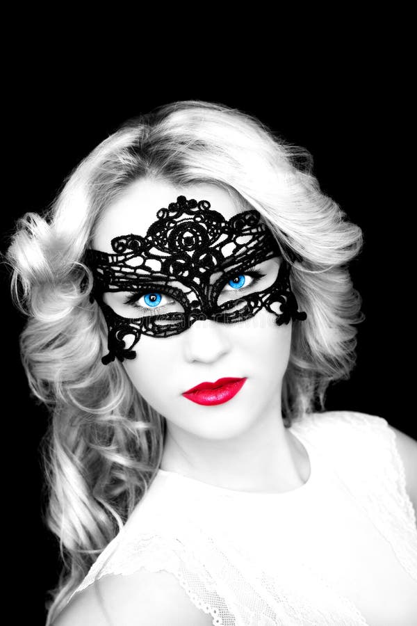 Fashionable woman in mask stock photo. Image of classy 66671988