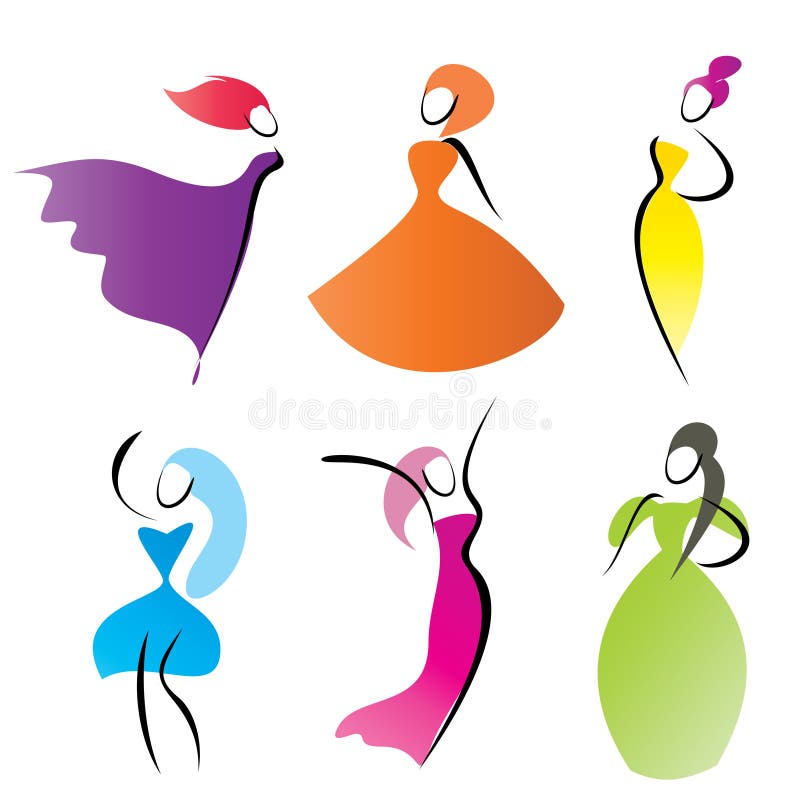 Stylized Silhouettes Of Women. Icon Set Stock Vector - Illustration of ...
