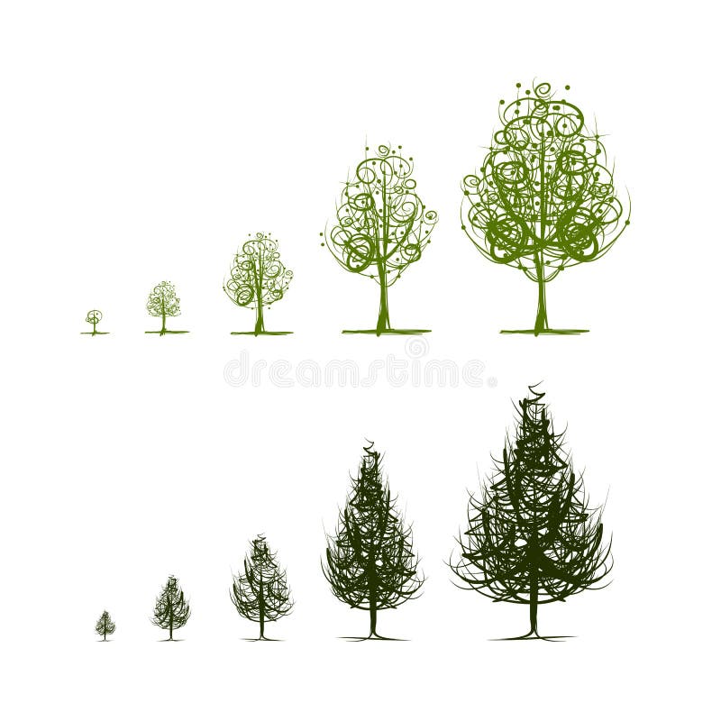 Fasi dell'albero crescente per la vostra progettazione illustrazione vettoriale Fasi dell'albero crescente per la vostra progettazione illustrazione vettoriale