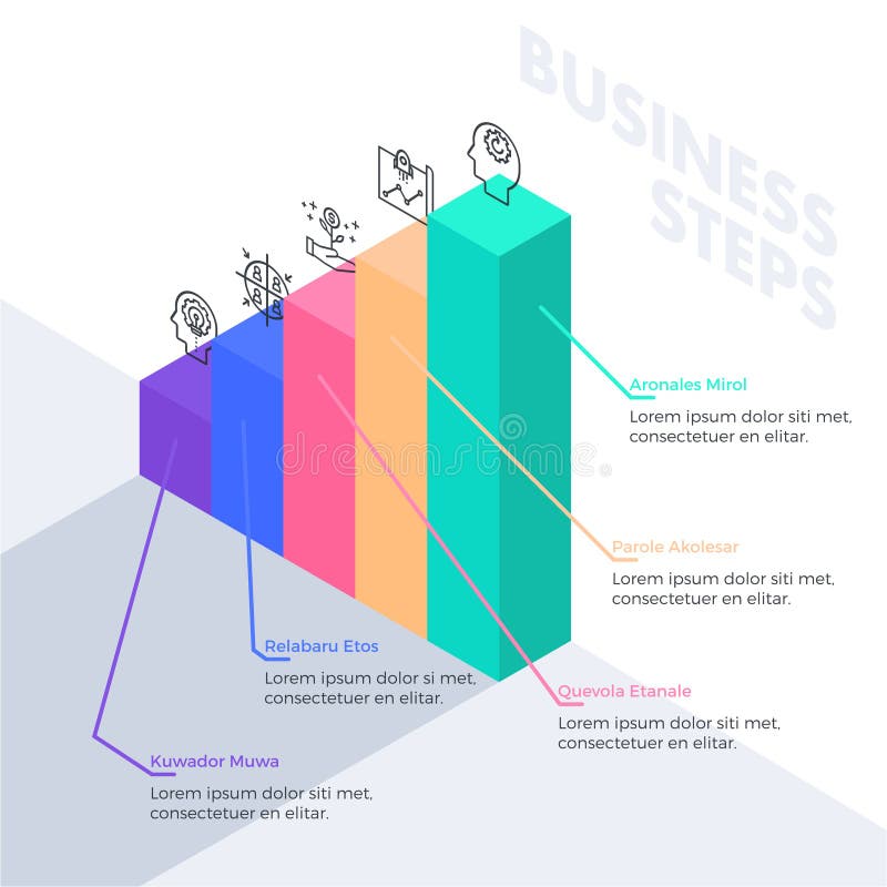Fasi livellate Infographic di affari isometrici royalty illustrazione gratis Fasi livellate Infographic di affari isometrici royalty illustrazione gratis
