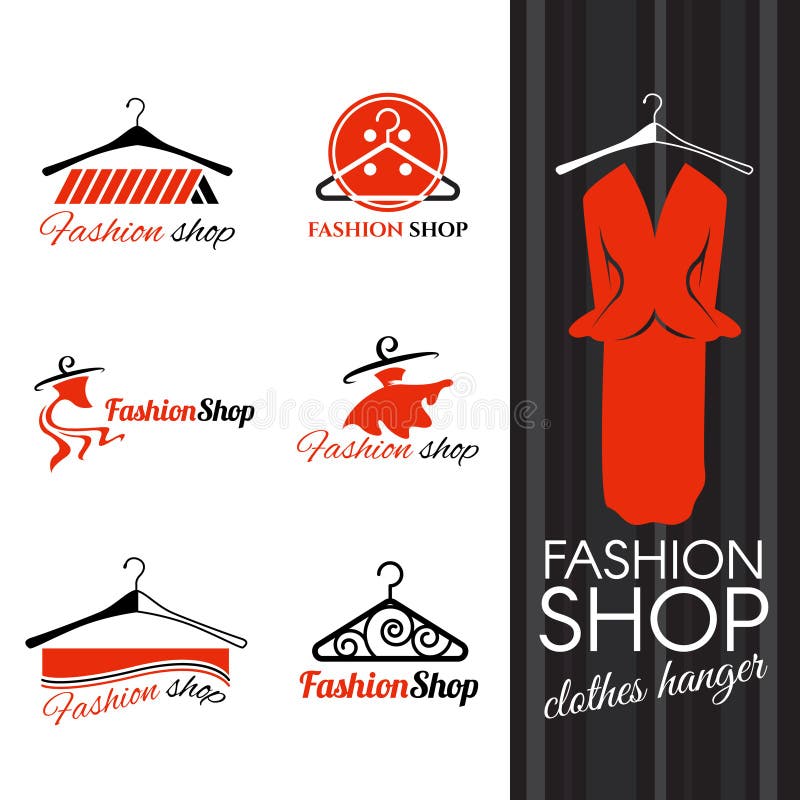 Fashion shop logo - Clothes hanger and studs dress vector design. Fashion shop logo - Clothes hanger and studs dress vector design