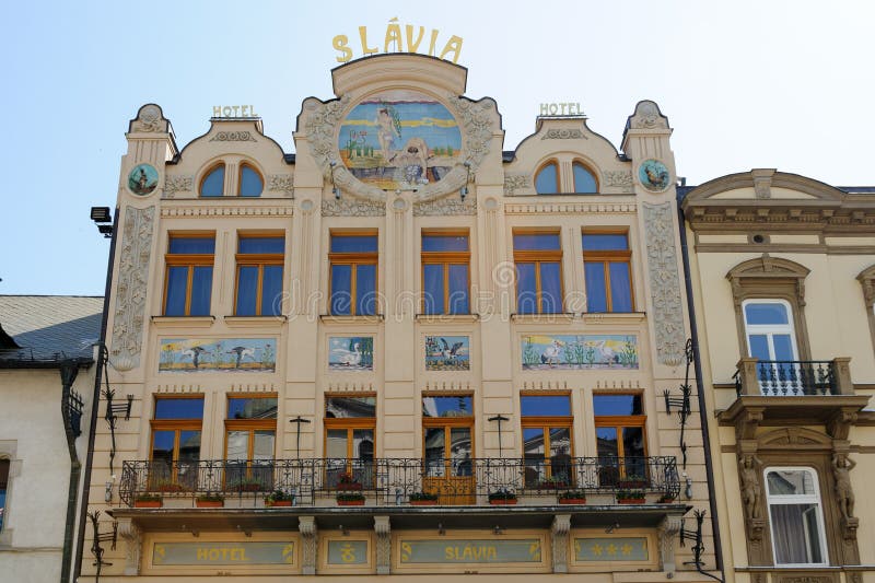 Slavia Jugendstil-Fassade lizenzfreies stockbild