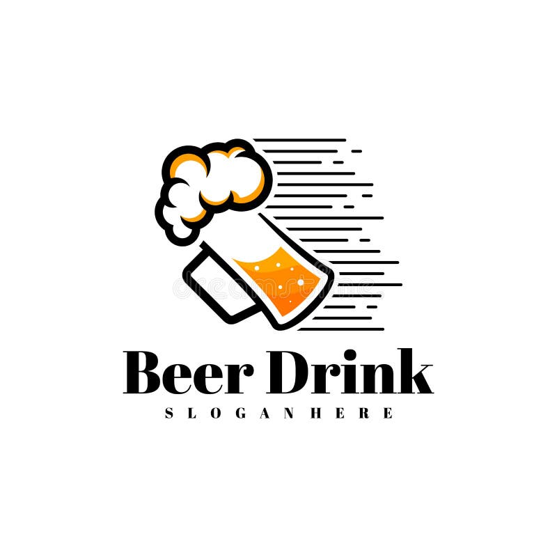 Fast Beer Logo Design Vector, Creative Beer Drink Logo Design Template Illustration Stock