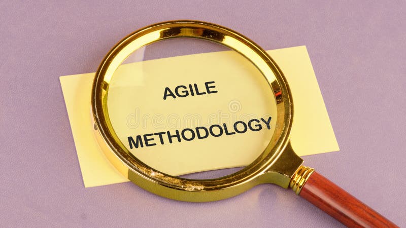 Fast changes concept. AGILE METHODOLOGY on the yellow card, top view stock image