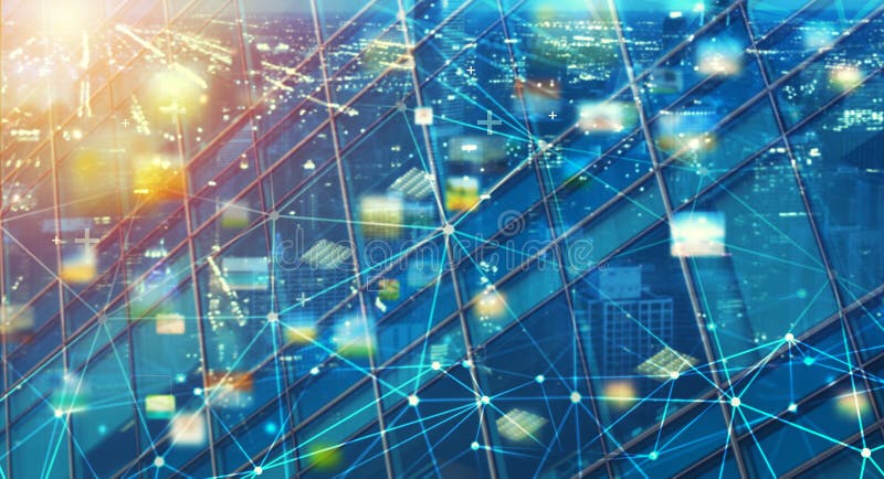 Fast connection abstract technology background with sharing effects stock photography