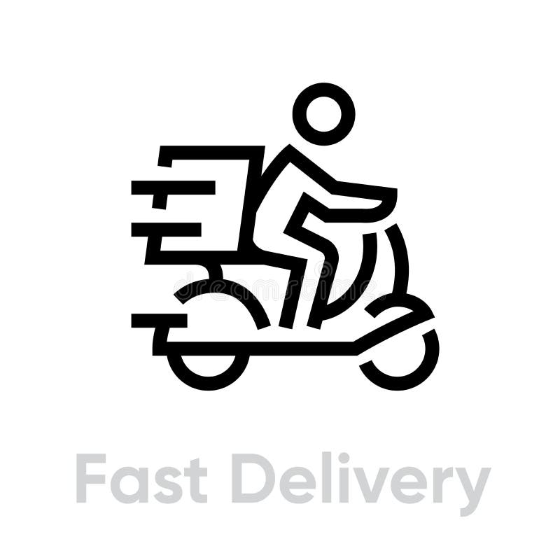 Fast Delivery Bike icon. Editable line vector. stock illustration