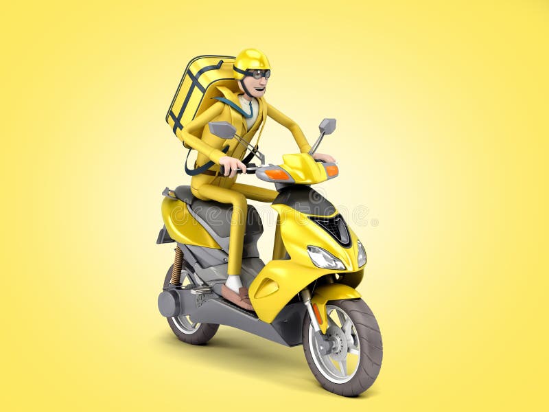 Fast Delivery Concept The Courier On A Motorcycle With Thermal Backpack