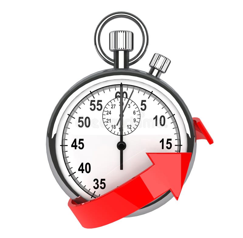 Stopwatch with red arrow stock illustration. Illustration of icon