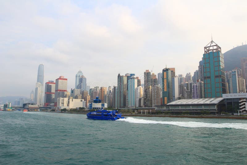 Fast ferry boat going to Hong Kong stock image