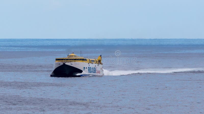 Fast ferry Fred Olsen Express arraving at Tenerife Spain stock image