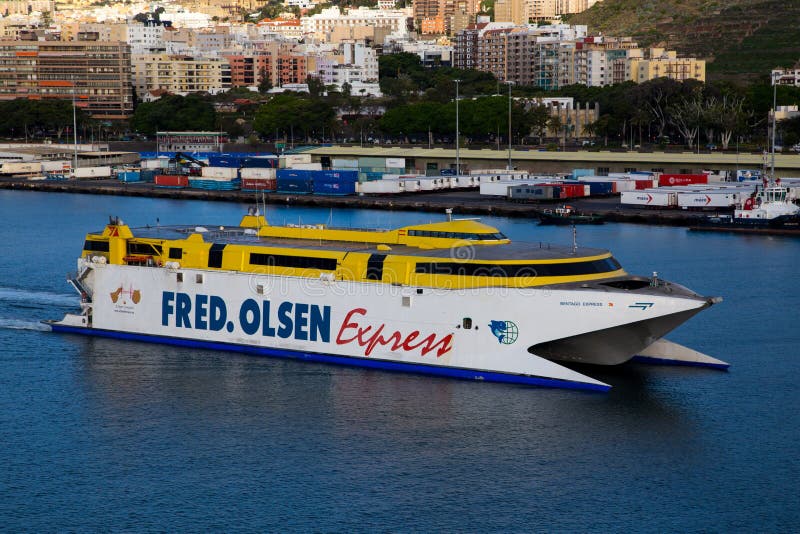 Fast ferry Fred Olsen Express at Tenerife Spain royalty free stock image