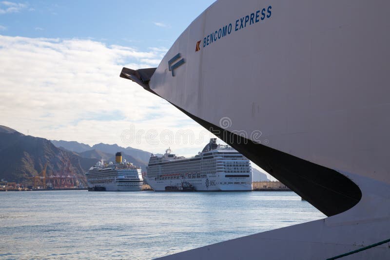 Fast ferry Fred Olsen Express at Tenerife Spain stock photography
