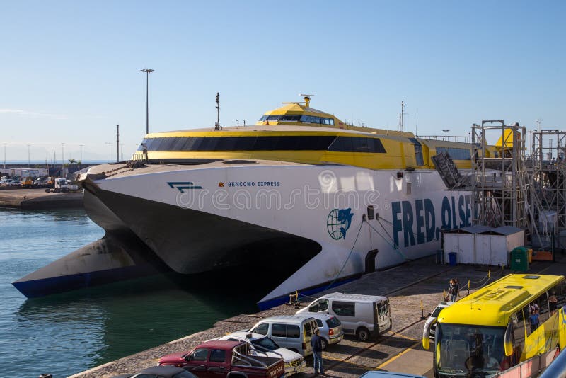 Fast ferry Fred Olsen Express at Tenerife Spain stock image