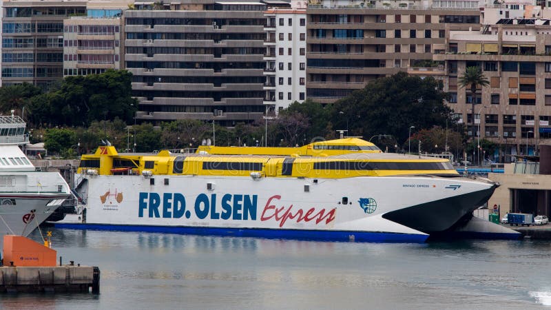 Fast ferry Fred Olsen Express at Tenerife Spain royalty free stock photo