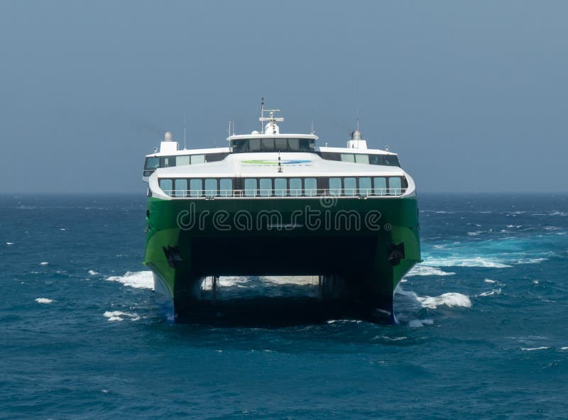 Fast ferry heading into Naxos Greece royalty free stock photos
