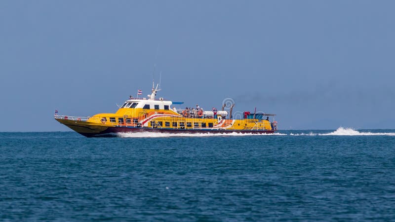 Fast ferry in southern Thailand stock image
