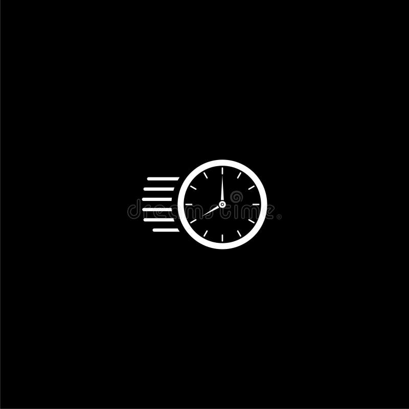 Fast flying time icon isolated on dark background stock illustration