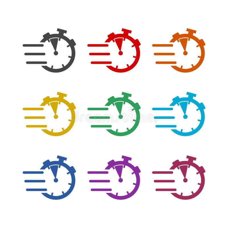 Fast flying time icon isolated on white background. Set icons colorful stock illustration