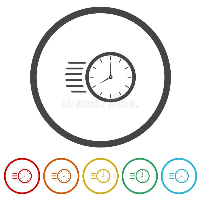 Fast flying time icon. Set icons in color circle buttons stock illustration