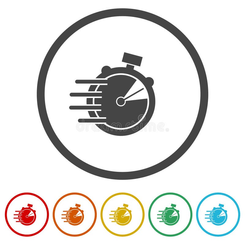 Fast flying time icon. Set icons in color circle buttons royalty free illustration