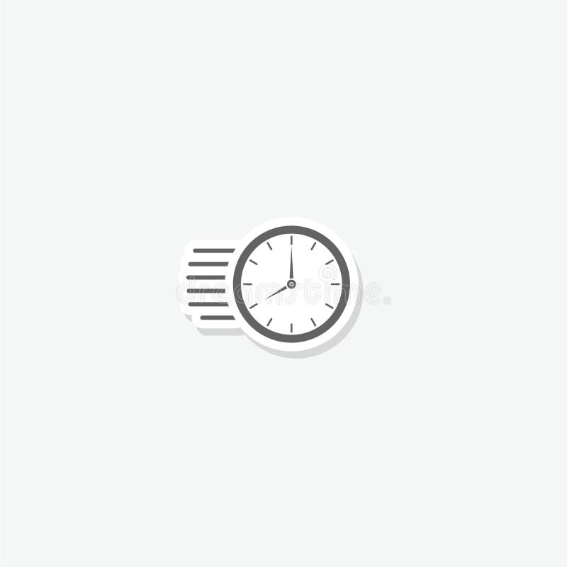 Fast flying time icon sticker isolated on gray background stock illustration