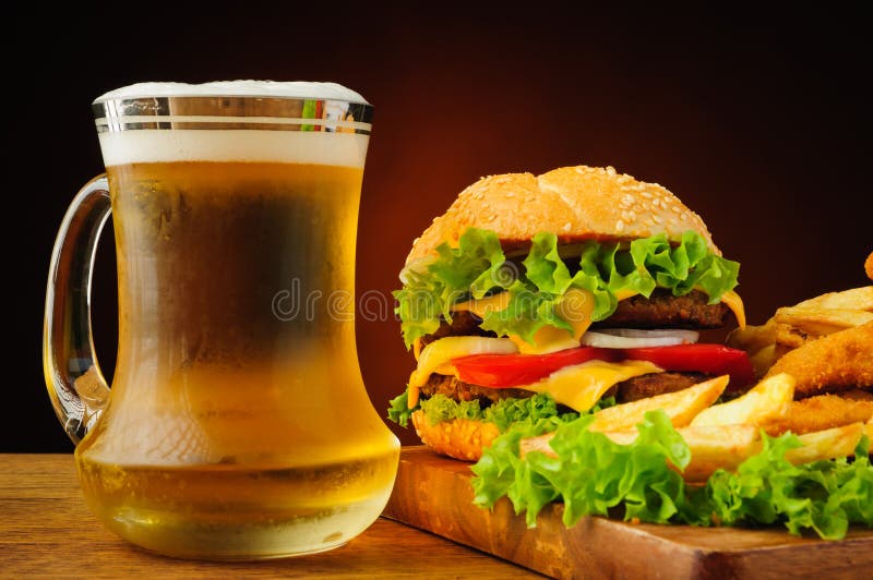 Fast food and beer stock image Fast food and beer stock image