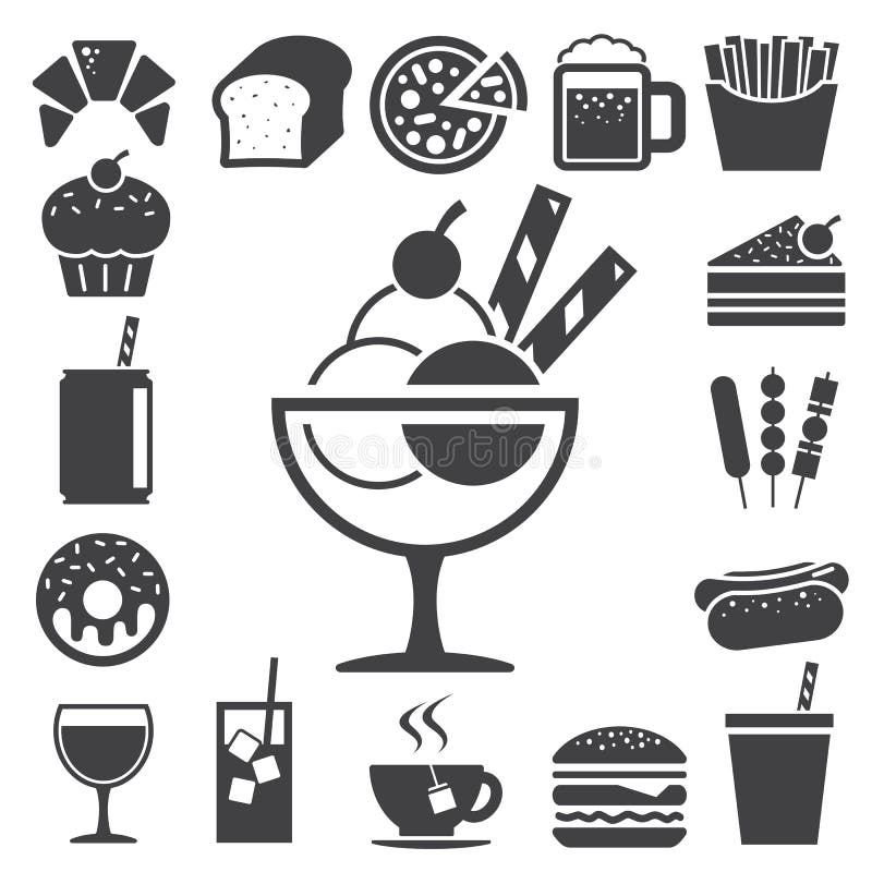 Fast food and dessert icon set. royalty free illustration