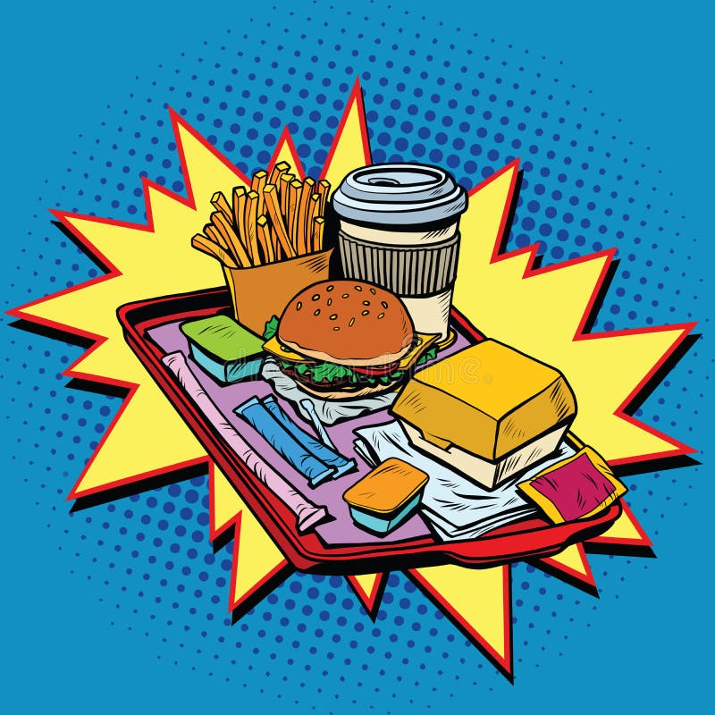 Fast food dinner pop art style