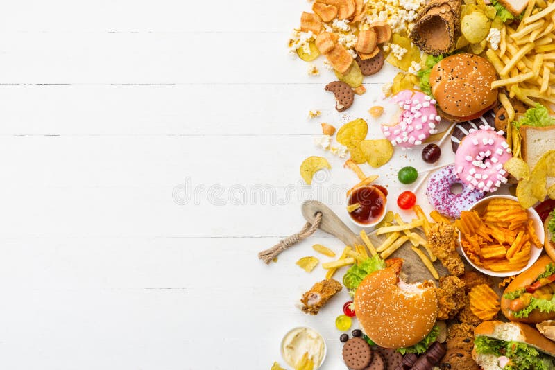 Fast Food Dish on White Background Stock Image - Image of flat, burger:  148961115