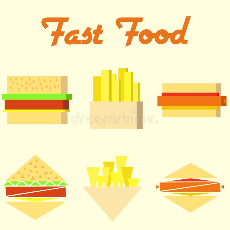 Fast Food Icons And Symbols Silhouette Set Vector Illustration Stock ...