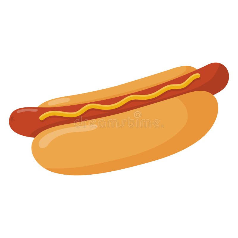 Fast food meal. American hot dog with mustard isolated on white background stock illustration