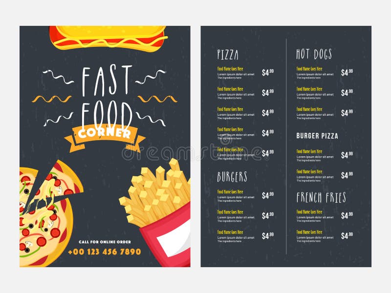 Fast Food Menu Template stock vector Illustration of background  31020381