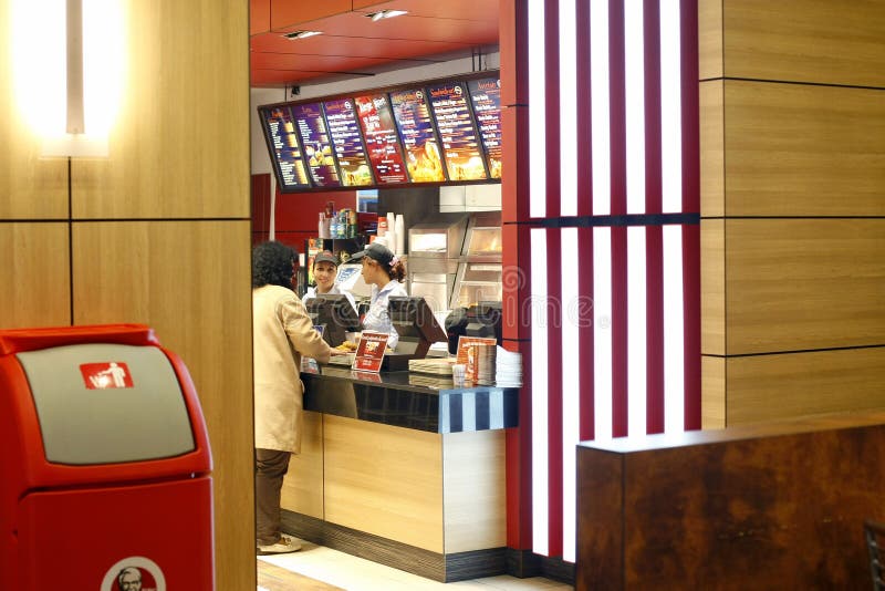 Fast food restaurant interior stock photo