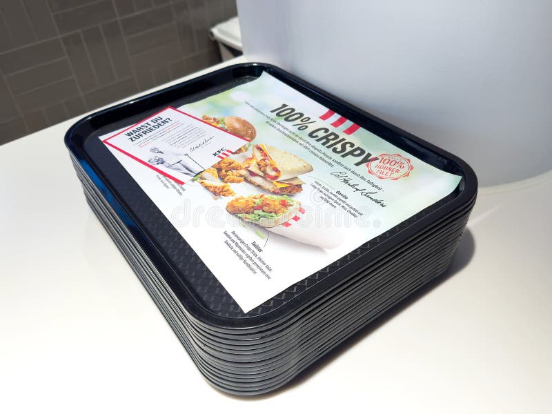 Fast food restaurant tray stack with advertising paper royalty free stock photos
