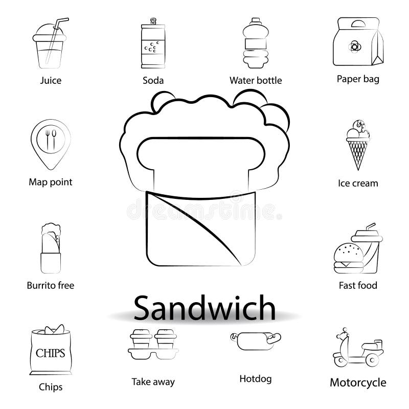 Fast Food Sandwich Outline Icon. Set Of Food Illustration Icon. Signs
