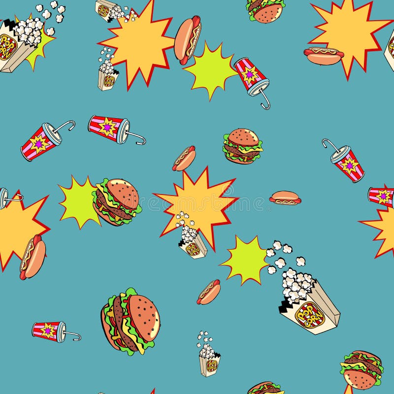 Fast food seamless pattern background