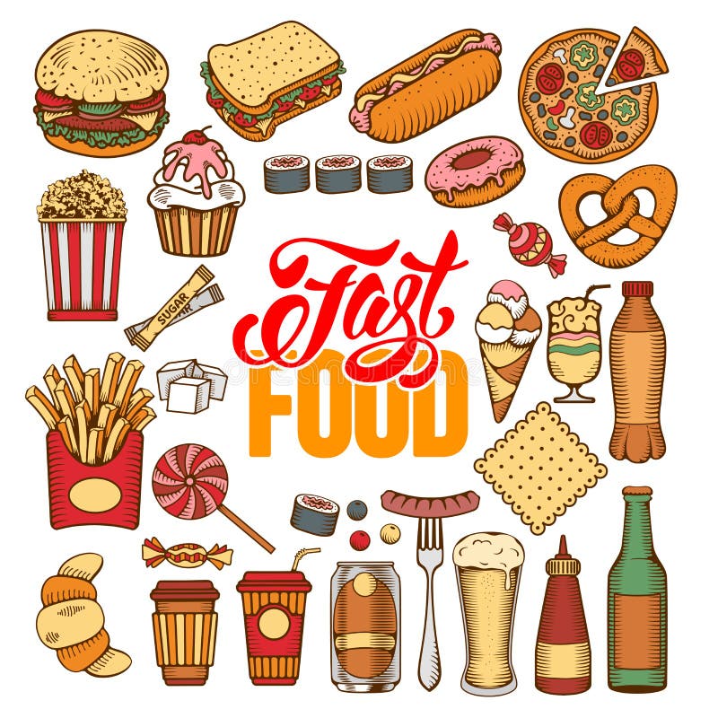 Fast Food seamless pattern stock vector. Illustration of creative ...