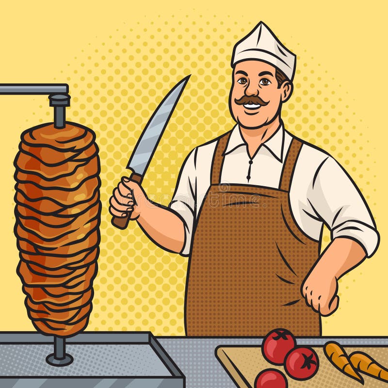 Fast food street szef kuchni burrito pop art raster