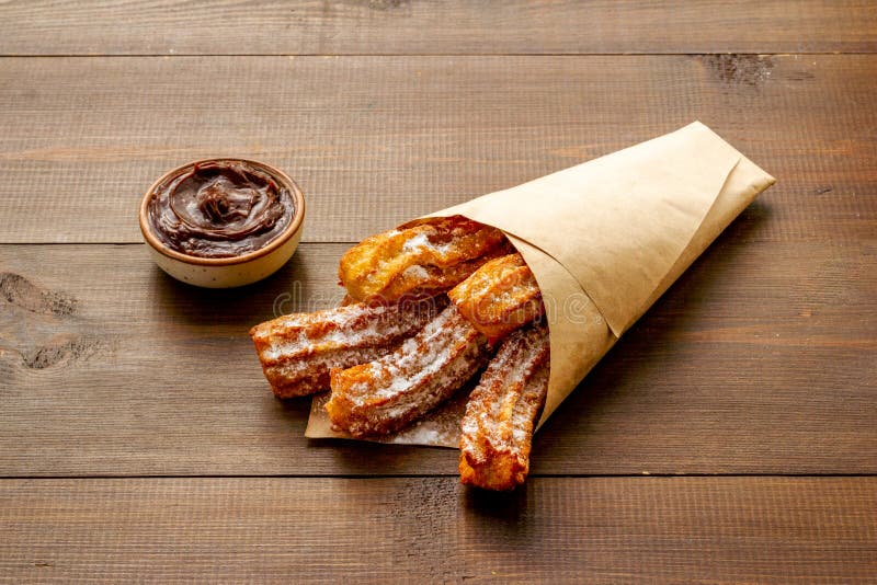 Fast Food Sweets Churros in Paper Bag Stock Image Image of
