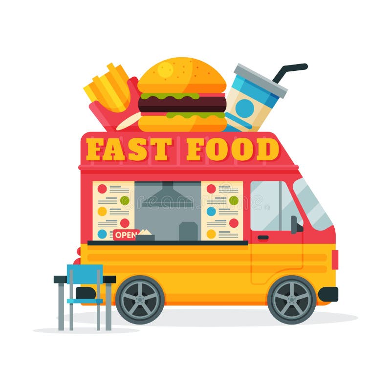 Fast Food Truck, Street Meal Van, Fast Food Delivery, Mobile Shop ...