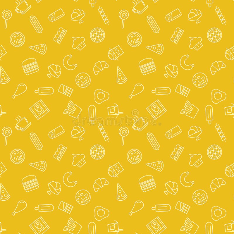 Fast Food Yellow Pattern - Vector Seamless Texture Stock Vector -  Illustration of modern, graphic: 110543943