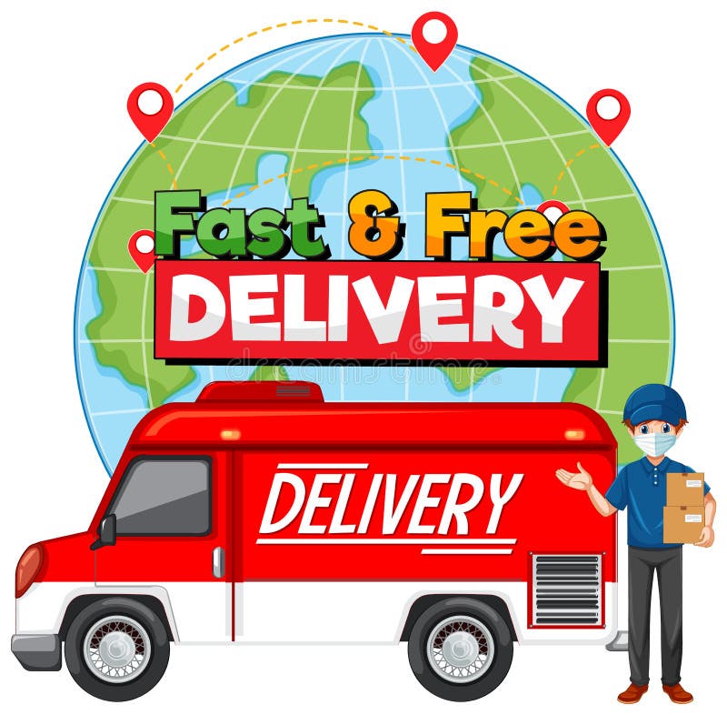 Fast and Free Delivery Logo with Delivery Van or Truck Stock Vector ...