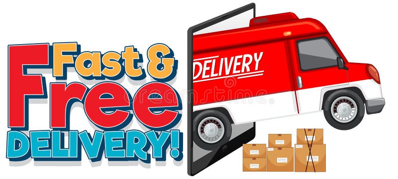 Fast and Free Delivery. Vector Cartoon Illustration. Stock Vector ...