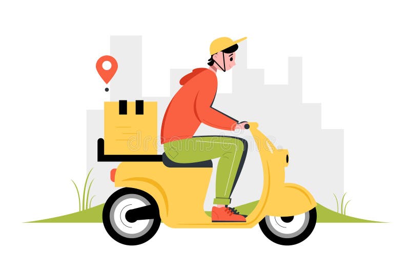 Fast and Free Delivery by Scooter. Delivery Service Concept