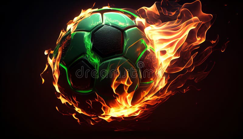 Fiery Soccer Player Isolated on Dark Background. the Concept of